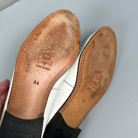 Jon Franco Pirelli Italy Tasseled Loafers White Leather Women’s 44 US 11,5 - Picture 12 of 15